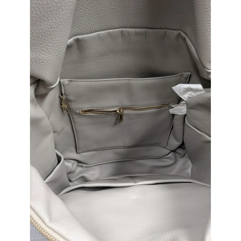 Fawn Design Gray Faux Leather Large Baby Diaper Bag Backpack Messenger Girls